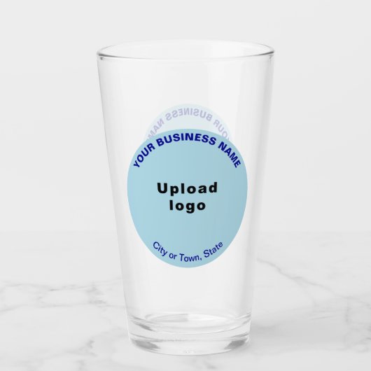 Lichtblauw Ronde Vorm Zakelijk Merk op Glazen Beke (Voorkant)