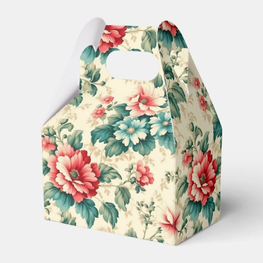 lichtblauw rood Victoriaans bloemontwerp Bedankdoosjes (Achterkant)