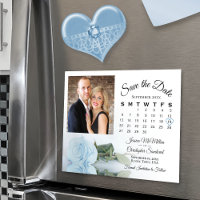 Lichtblauw Roos Kalender & Foto Opslaan Datum Magn
