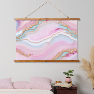 Lichtblauw Roze Agaat Marmer Trendy Collectie Hangend Wandkleed