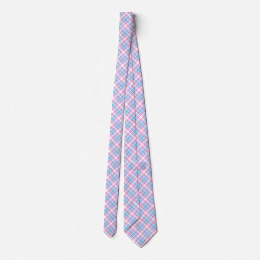 Lichtblauw, roze en witte speldenstang stropdas (Achterkant)