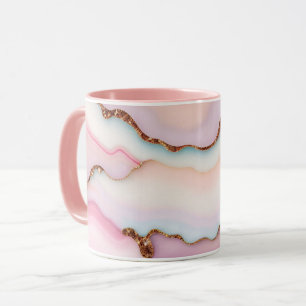 Lichtblauw Roze Marmeren Agaat Modern Collectie Mok