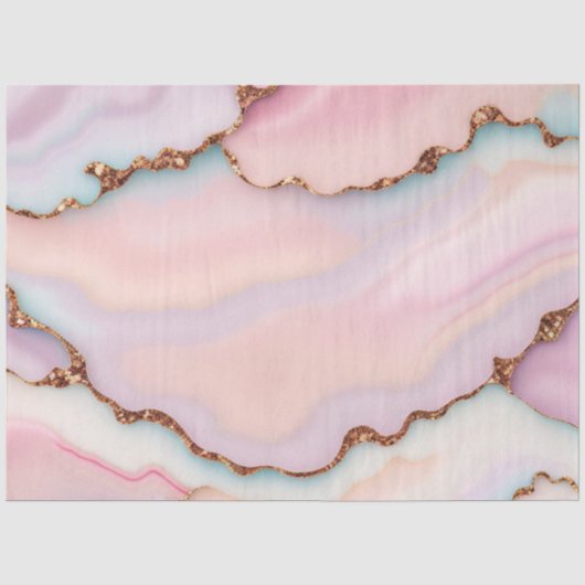 Lichtblauw Roze Marmeren Agaat Modern Collectie Tissuepapier (Voorkant)