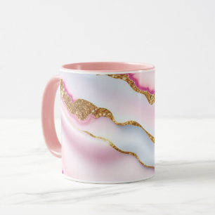 Lichtblauw Roze Marmeren Agaat Trendy Collectie Mok