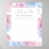 Lichtblauw Roze Rook Baby Geslacht Onthullen Stemm Poster (Voorkant)