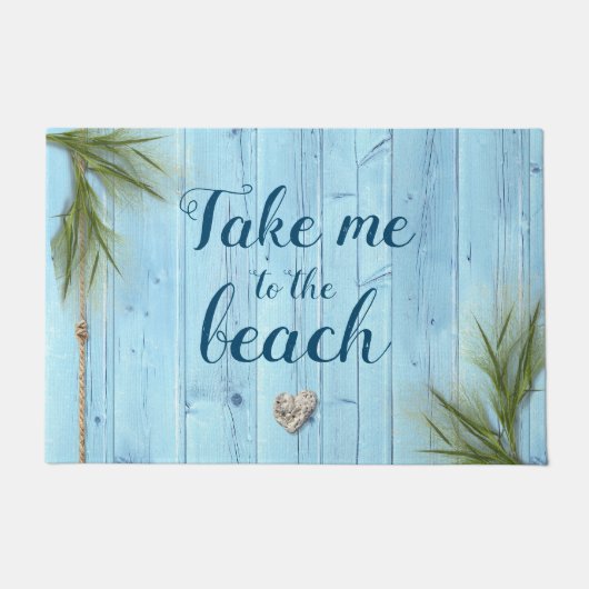 Lichtblauw rustiek kusthout Neem me mee naar het s Deurmat (Voorkant)