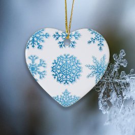 Lichtblauw Sneeuwvlokken Witte Kerstmis Keramisch Ornament