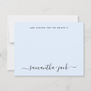 Lichtblauw Stijlvol Script Elegant Minimalist Notitiekaartje