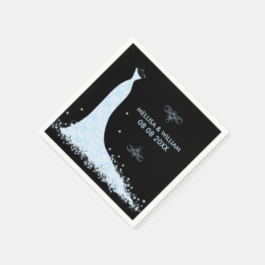Lichtblauw Weddenschap en zwarte achtergrond Servet (Hoek)