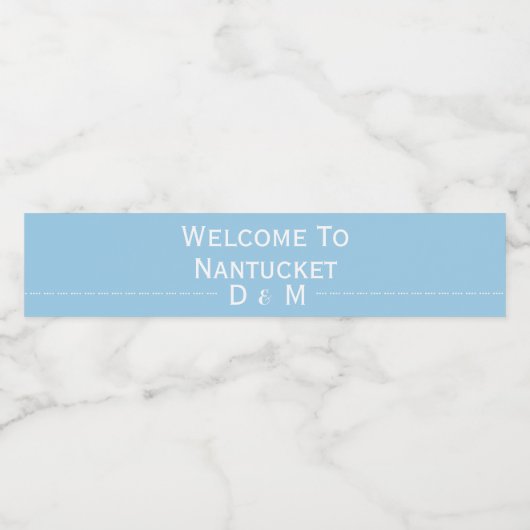 Lichtblauw Welkom op onze bruiloft Waterfles Etiket (Enkel label)