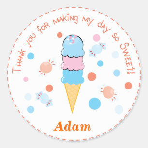 Lichtblauw Whimsical Ice Cream Party Sticker