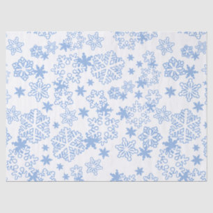 Lichtblauw winters sneeuwvlokpatroon tissuepapier