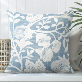 Lichtblauw & wit Bloemen Sierkussen