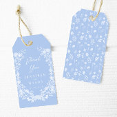 Lichtblauw wit bloemenboho bruiloft dank u cadeaulabel