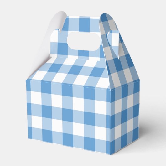 Lichtblauw & Wit Gingham Patroon Gable Favor Box Bedankdoosjes (Achterkant)