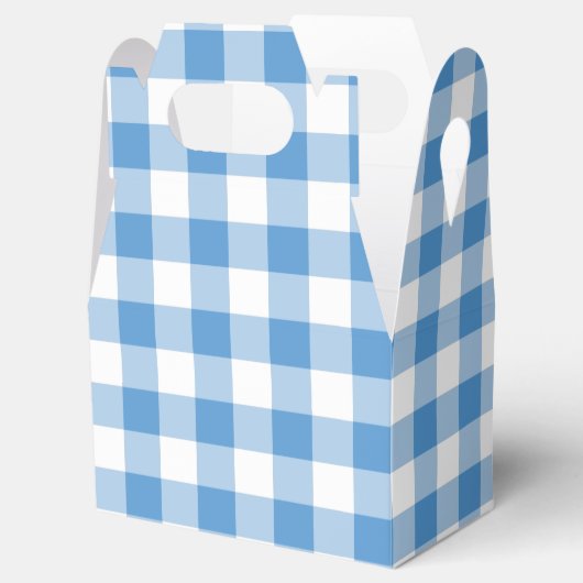 Lichtblauw & Wit Gingham Patroon Gable Favor Box Bedankdoosjes (Geopend)