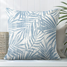 Lichtblauw & wit palmblad Sierkussen