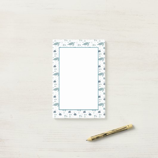 Lichtblauw Wit Zee Schildpad Sealife Print Post-it® Notes (Op bureau)