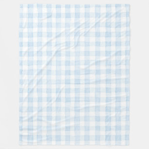 Lichtblauw Witte Geruite Strepen  Fleece Deken