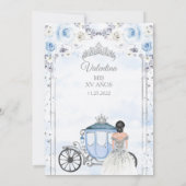 Lichtblauw Zilver Prinses Quinceanera Verjaardag Kaart (Achterkant)