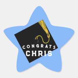 Lichtblauwe Afstudeerfeest Ster Sticker