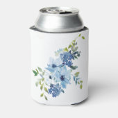 Lichtblauwe Aquarel Bloem Bruidsfeest Custom Blikjeskoeler (Blikje Achterkant)