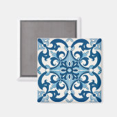 Lichtblauwe Azulejo Fleur De Lis Style Kitchen Magneet (Voorkant / Achterkant)