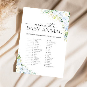 Lichtblauwe Bloemen Benoem het Baby Dier Spel