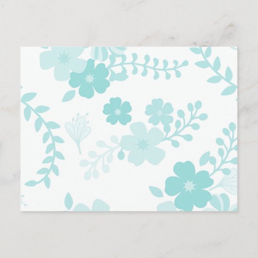 Lichtblauwe bloemen bruidsmeisje uitnodiging briefkaart (Achterkant)