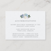 Lichtblauwe botanische bruiloft accommodaties informatiekaartje (Voorkant)