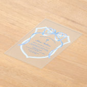 Lichtblauwe Bow Crest doop Acryl Uitnodigingen (Laagn)