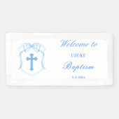 Lichtblauwe Bow Crest doop Spandoek (Horizontaal)