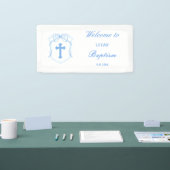 Lichtblauwe Bow Crest doop Spandoek (Beurs)