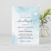 lichtblauwe bruiloft kaart (Staand voorkant)