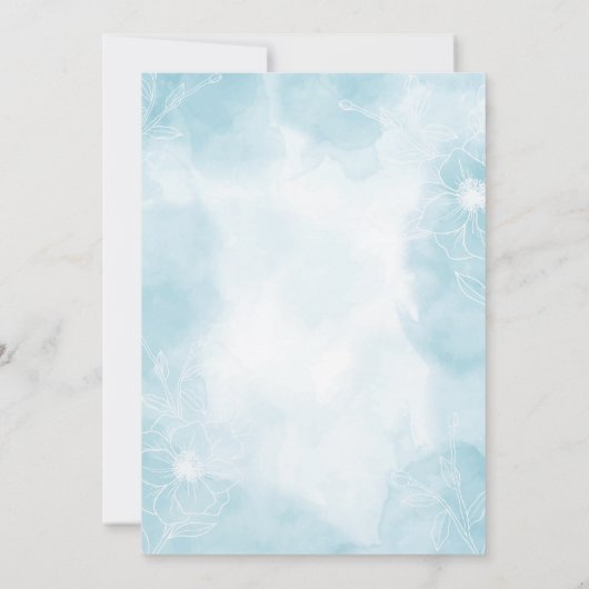 lichtblauwe bruiloft kaart (Achterkant)