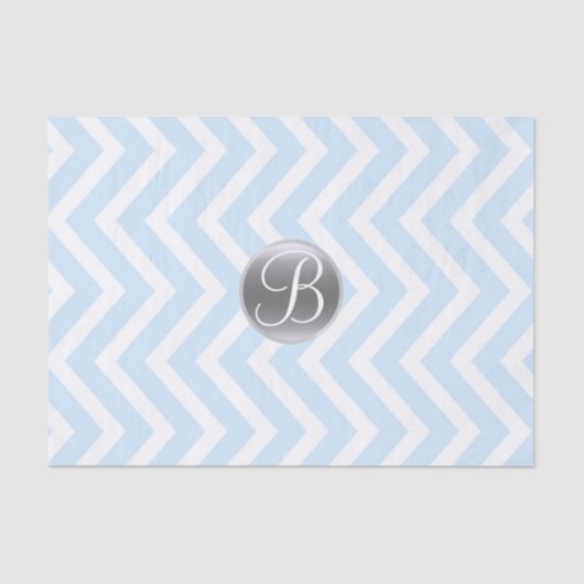 Lichtblauwe Chevronprint Monogram Letter Initiaal Tissuepapier (Voorkant)