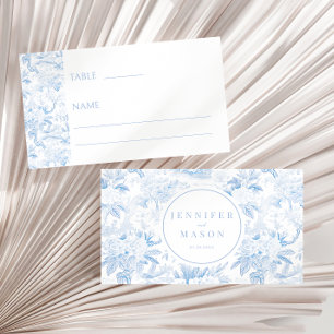 Lichtblauwe chinoiserie bruiloft Flat Place Card Plaatskaartje
