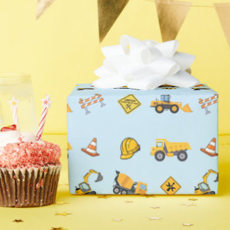Lichtblauwe constructie verjaardag cadeaupapier