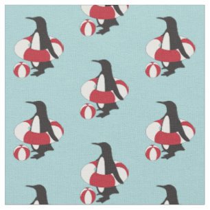 Lichtblauwe Cute Cartoon Pinguïn Zwemmende Kindere Stof
