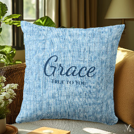 Lichtblauwe denim textuur | Aangepaste rustieke wo Kussen