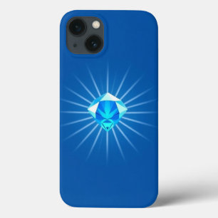 Lichtblauwe diamant met Shining Rays Mobile iPhone 13 Hoesje