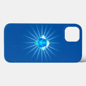 Lichtblauwe diamant met Shining Rays Mobile Case-Mate iPhone Case (Achterkant (horizontaal))