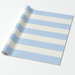 Lichtblauwe en crème luifel strepen cadeaupapier