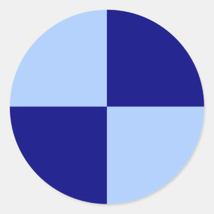 Lichtblauwe en Donkerblauwe Rechthoeken Ronde Sticker