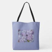 Lichtblauwe en roze Hydrangea Canvas tas (Achterkant)