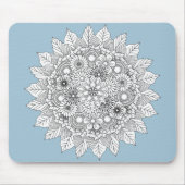 Lichtblauwe en witte bloemkleur muismat (Voorkant)
