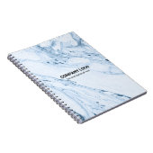 Lichtblauwe en witte nama marmeren achtergrond notitieboek (Rechterzijde)