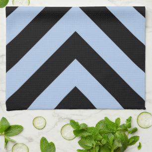 Lichtblauwe en zwarte chevrons theedoek