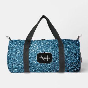 Lichtblauwe faux glitter fonkelt Monogram Plunjezak