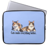 Lichtblauwe Funny Cat Theme Laptop Electronics Bag Laptop Sleeve (Voorkant)